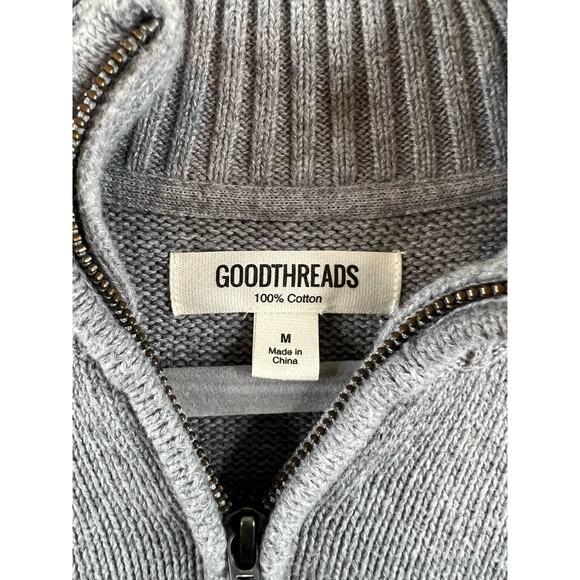 Good Threads Grey Men's Pullover 1/2 Zip Sweater Size Medium - Picture 2 of 4